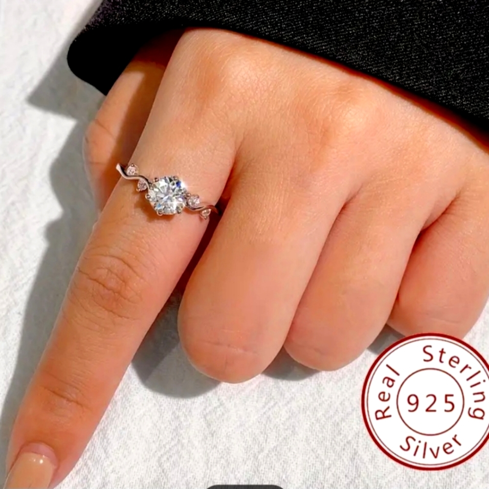 1ct Moissanite Promise Ring 925 real Sterling Silver High Quality,Valentine's D